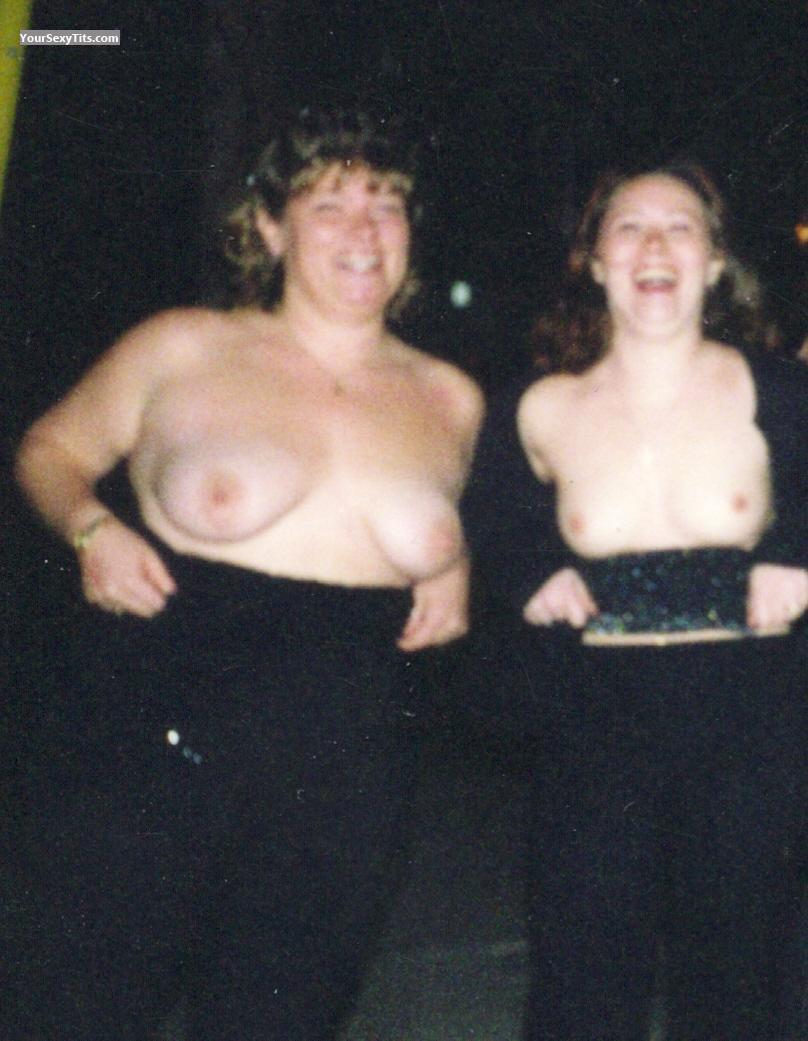 Tit Flash: Medium Tits - Topless Double Flash from United States